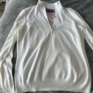 Vineyard Vines NWT Women's White 1/4 Zip Sweater